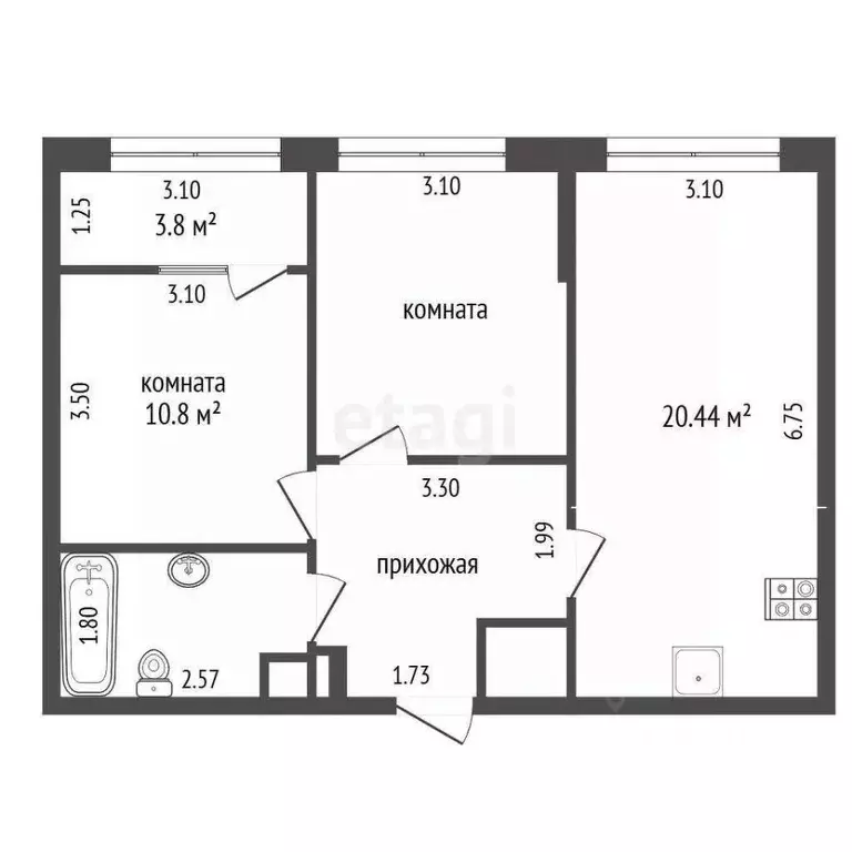 2-к кв. Крым, Алушта ул. Ялтинская (57.18 м) - Фото 1