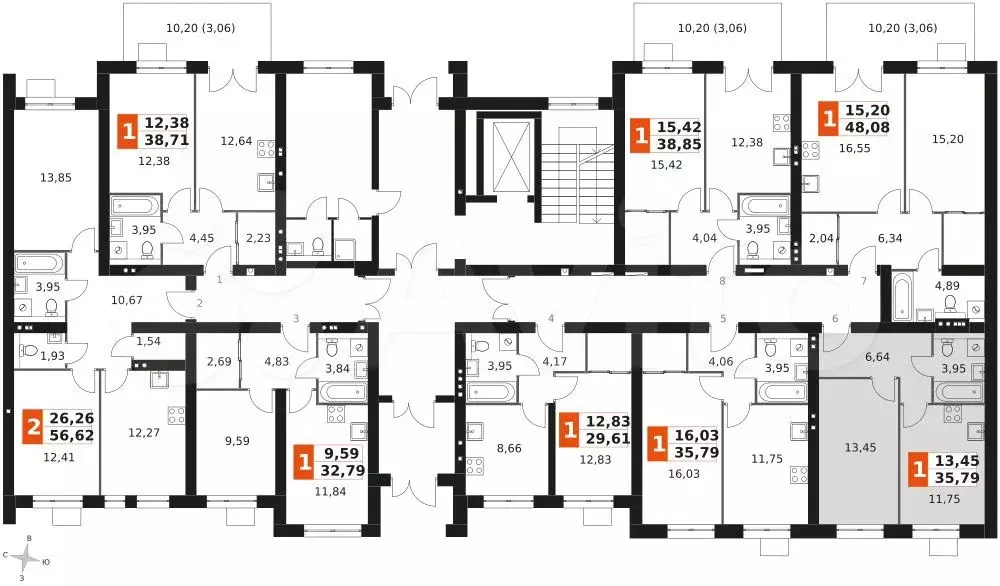 1-к. квартира, 35,8 м, 1/3 эт. - Фото 1