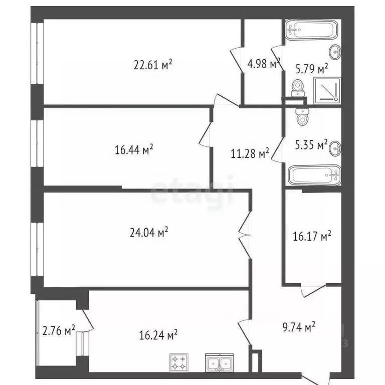 3-к кв. Санкт-Петербург 11-я Васильевского острова линия, 56 (124.02 ... - Фото 1