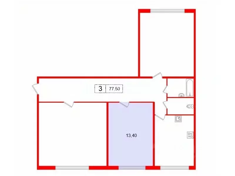 Комната Санкт-Петербург бул. Красных Зорь, 1 (13.4 м) - Фото 1