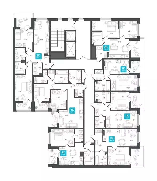 1-комнатная квартира: Дербыши, жилой комплекс Дабл-Дабл (38.43 м) - Фото 1