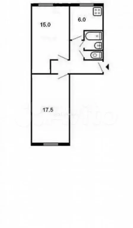 2-к. квартира, 43,1 м, 2/5 эт. - Фото 0