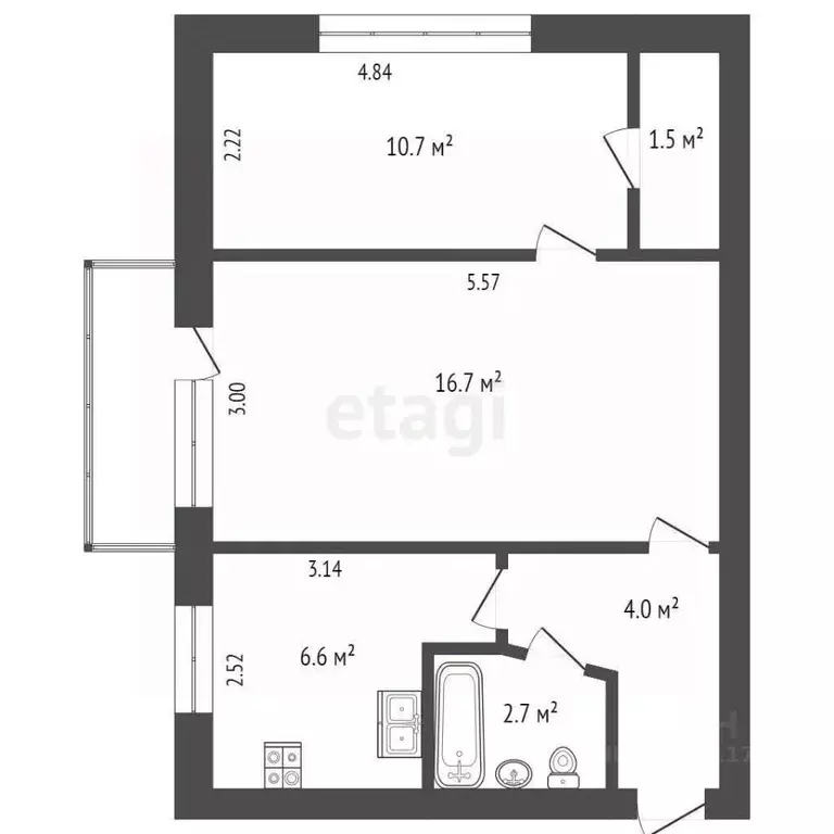 2-к кв. Севастополь ул. Рабочая, 26 (42.9 м) - Фото 1