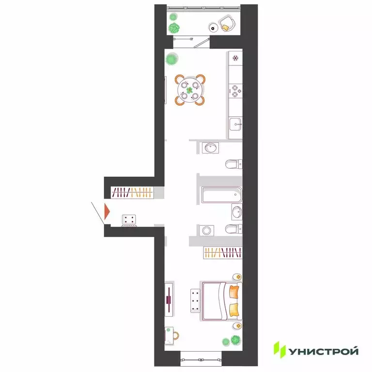 1-комнатная квартира: Тольятти, микрорайон Калина (42.44 м) - Фото 1