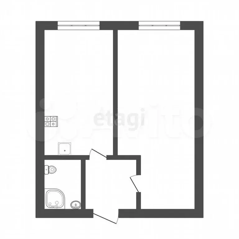 1-к. квартира, 29,4 м, 4/5 эт. - Фото 0