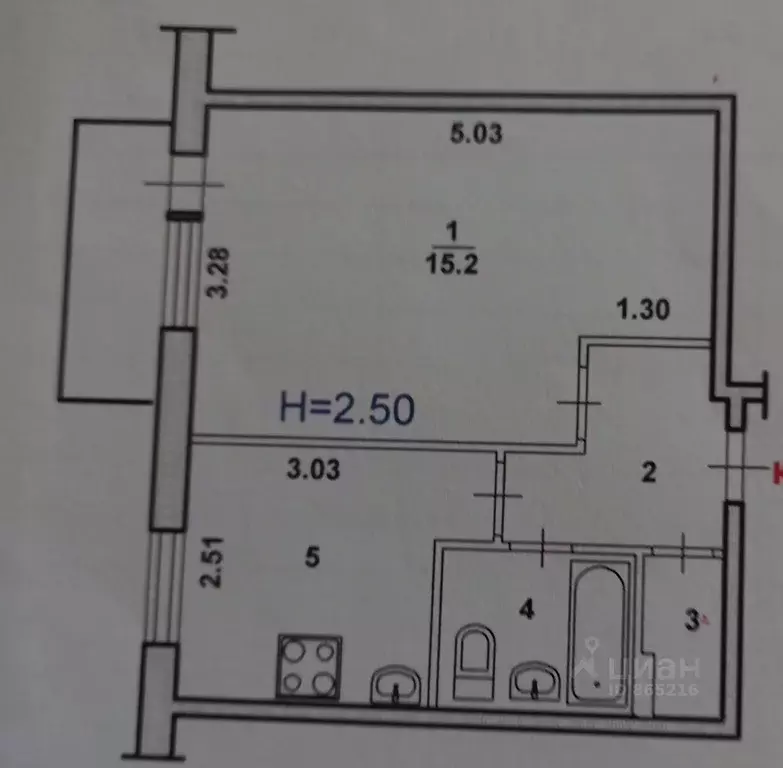 1-к кв. Волгоградская область, Волжский ул. 40 лет Победы, 76 (28.6 м) - Фото 2