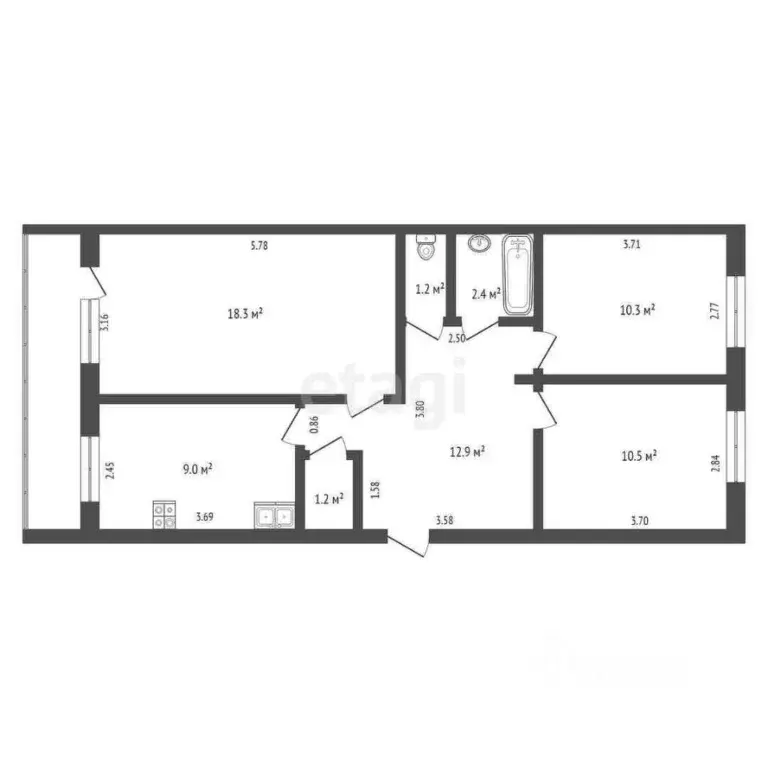 3-к кв. Саха (Якутия), Якутск ул. Кирова, 21/4 (65.8 м) - Фото 2