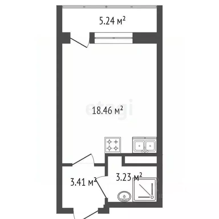 Студия Санкт-Петербург Кубинская ул., 78к2 (25.1 м) - Фото 1