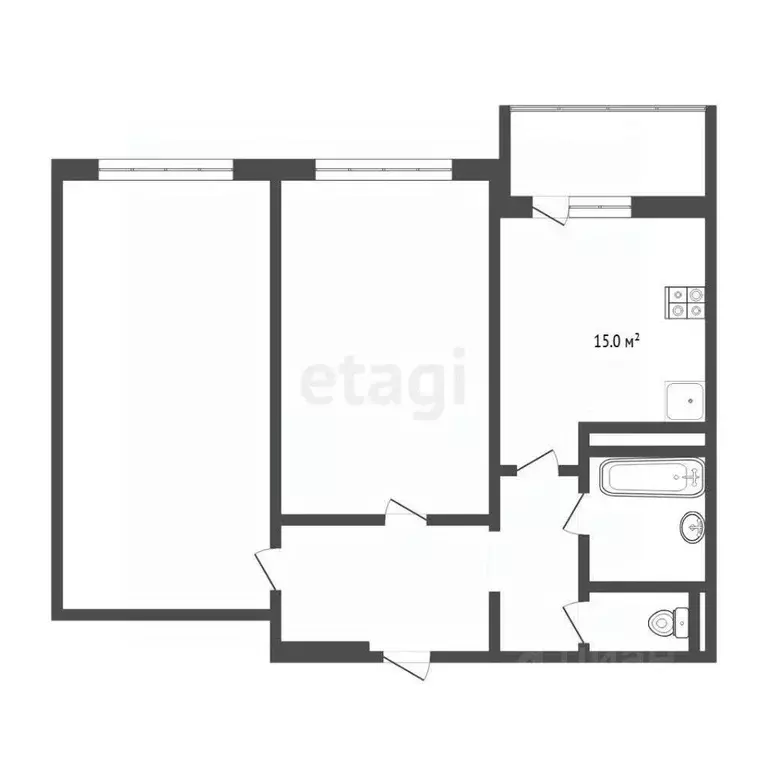 2-к кв. Тюменская область, Тюмень ул. Василия Подшибякина, 19 (56.0 м) - Фото 2