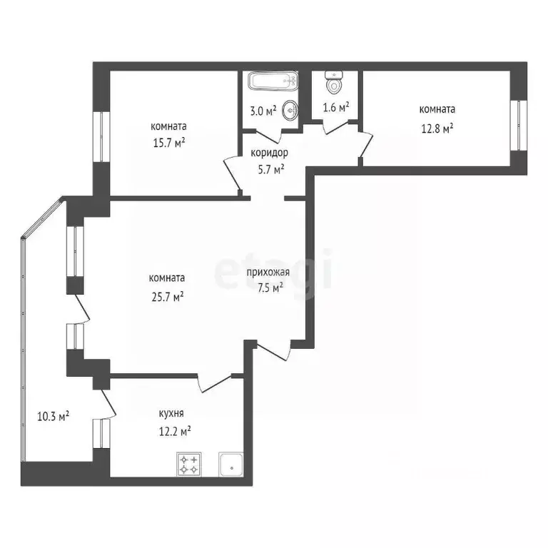 3-к кв. Красноярский край, Красноярск ул. Шахтеров, 8 (94.0 м) - Фото 2