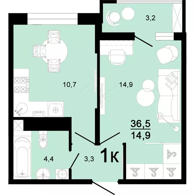 Продаётся 1-к квартира, 36.5 м - Фото 0