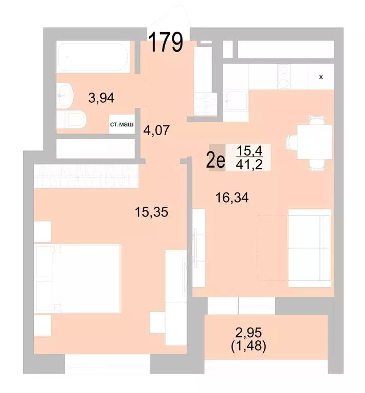 1-комнатная квартира: Екатеринбург, Черкасская улица, 5к1 (41.18 м) - Фото 0