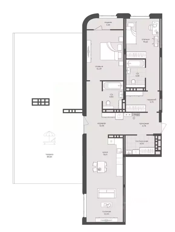 2-к кв. Новосибирская область, Новосибирск Кедровая ул., с45к1 (180.69 ... - Фото 0