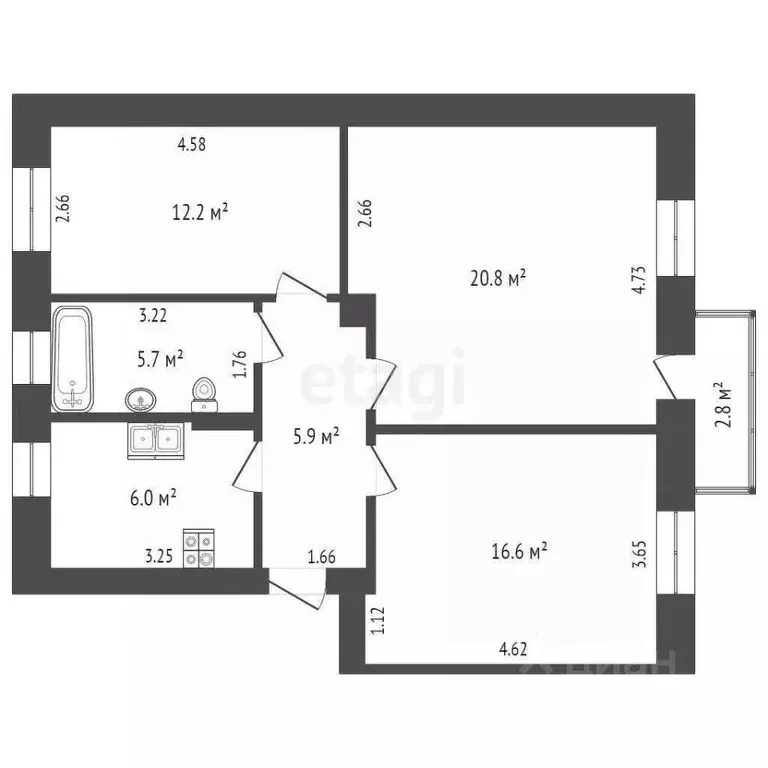 3-к кв. Ростовская область, Ростов-на-Дону Соборный пер., 61 (63.0 м) - Фото 2
