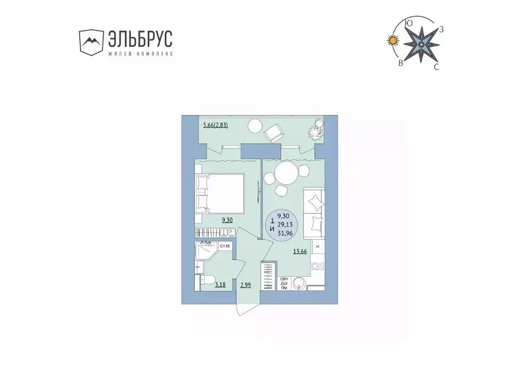 1-к кв. Башкортостан, Уфа Кавказская ул., 24 (31.96 м) - Фото 0