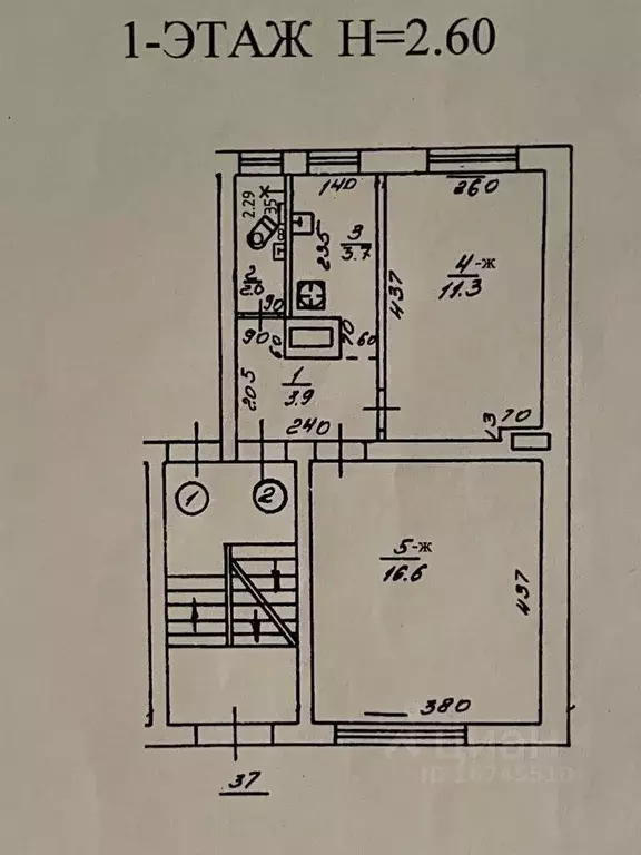 2-к кв. Калининградская область, Калининград Беломорская ул., 37 (37.5 ... - Фото 2