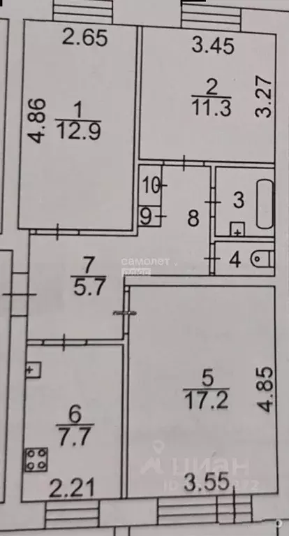 3-к кв. Вологодская область, Вологда ул. Авксентьевского, 3 (63.6 м) - Фото 1