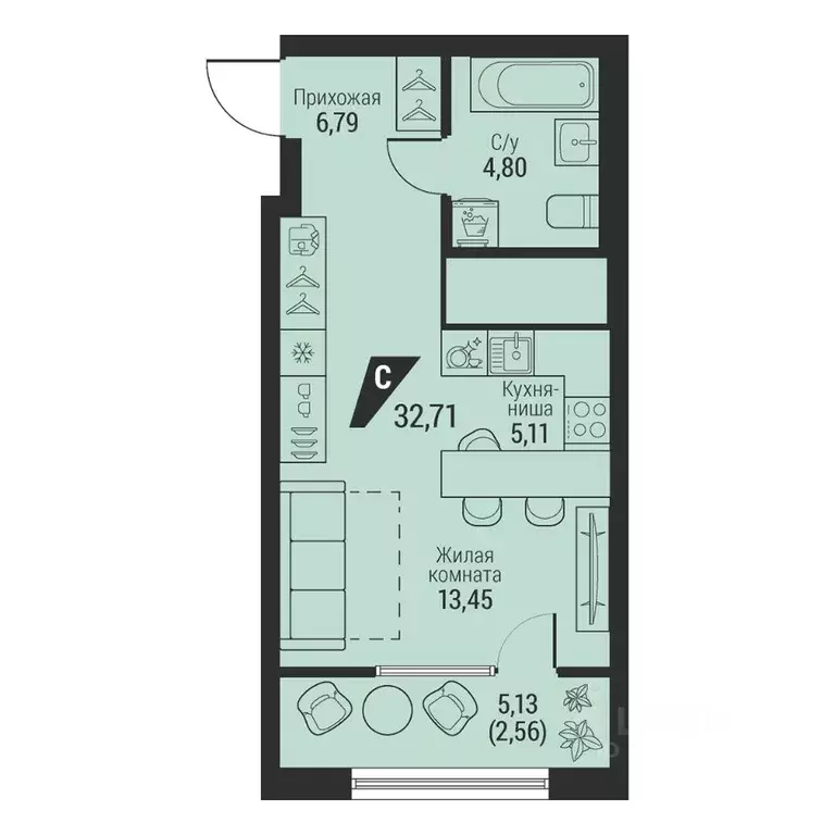 1-к кв. Свердловская область, Екатеринбург просп. Космонавтов, 100 ... - Фото 1