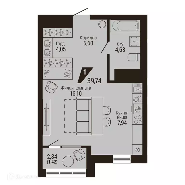 Продаётся 1-к квартира, 39.7 м - Фото 0