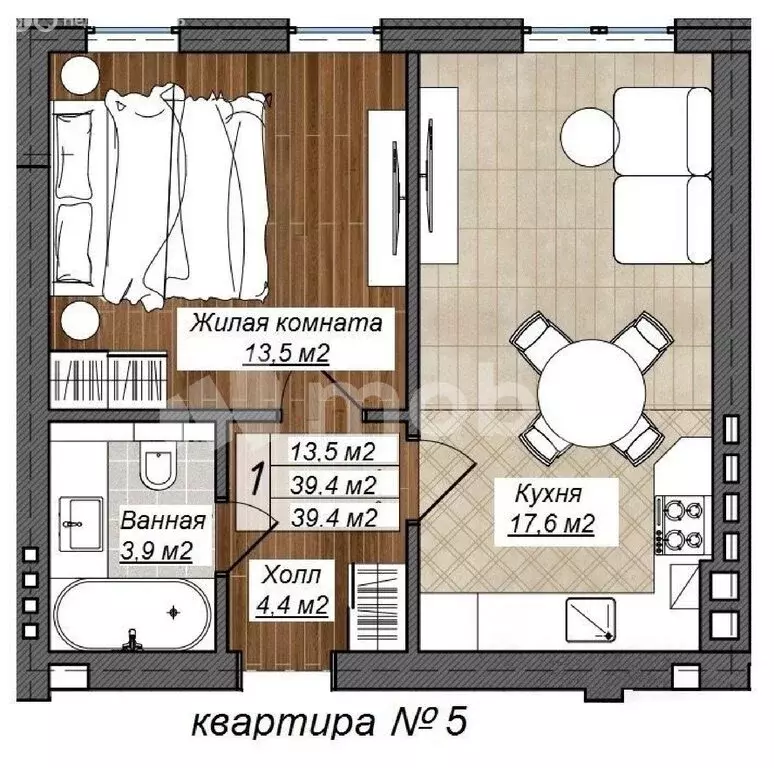 1-комнатная квартира: Зеленоградск, Донская улица, 46 (39.4 м) - Фото 1
