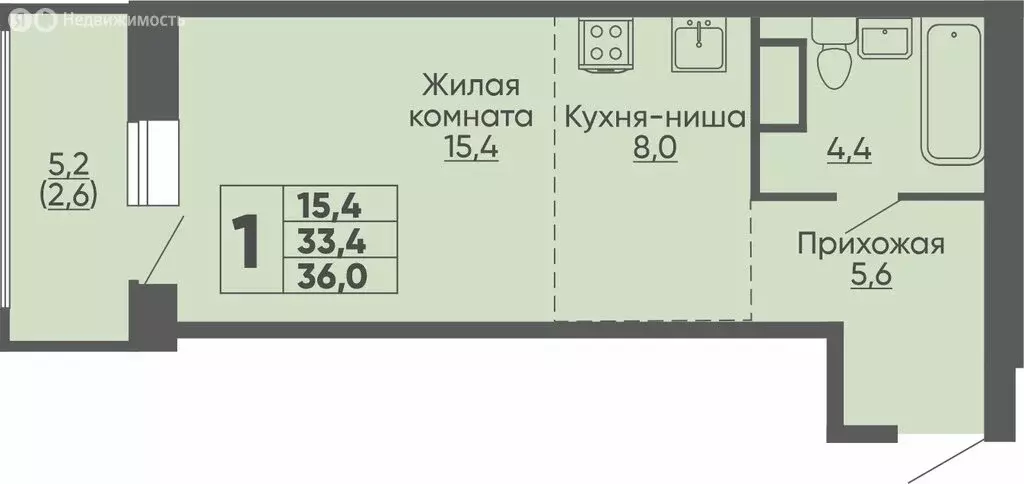 Квартира-студия: Чебоксары, улица Академика РАН Х.М. Миначева, 11 (36 ... - Фото 0