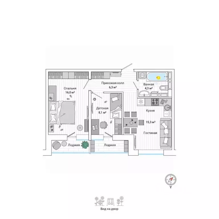 3-к кв. Приморский край, Владивосток ул. Нейбута (53.0 м) - Фото 1