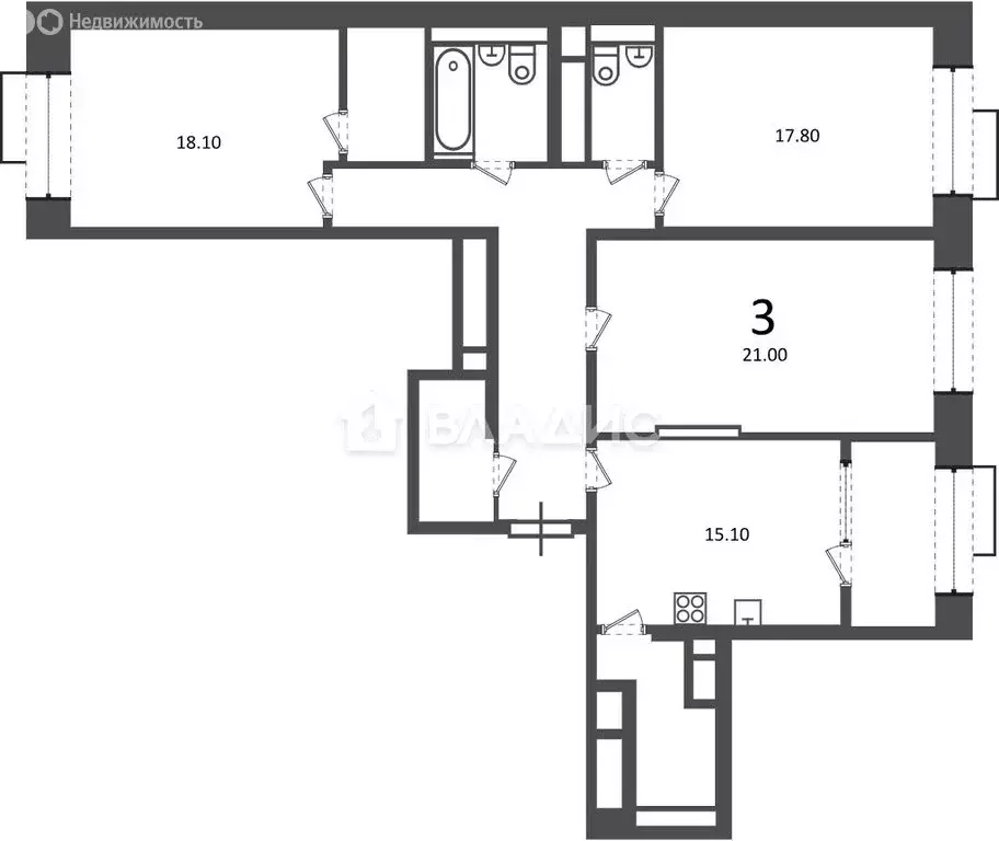 3-комнатная квартира: Москва, Клинская улица, 2А (106.6 м) - Фото 1