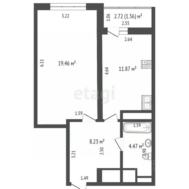 1-к кв. Самарская область, Самара Московское шоссе, 18-й км, 53 (44.9 ... - Фото 2