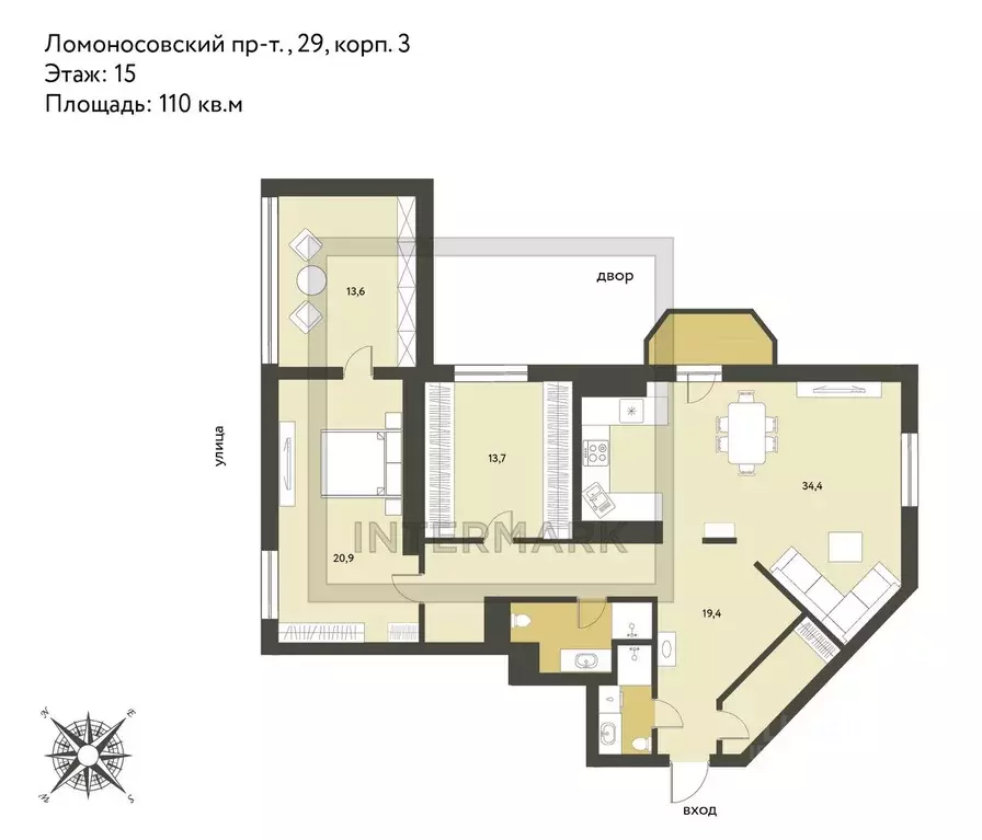 4-к кв. Москва Ломоносовский просп., 29к3 (110.0 м) - Фото 1