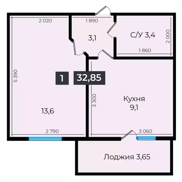 1-к кв. Ставропольский край, Ставрополь ул. Южный обход, 53Б (32.85 м) - Фото 0