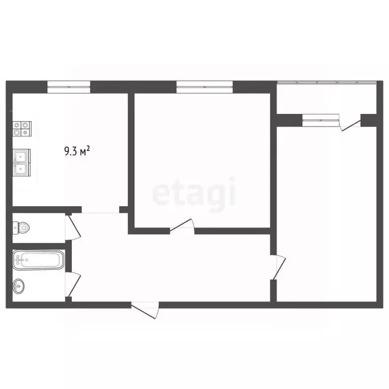 2-к кв. Костромская область, Буйский район, Чистые Боры городское ... - Фото 2