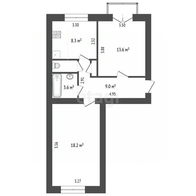 2-к кв. Севастополь ул. Героев Севастополя, 12 (55.38 м) - Фото 2