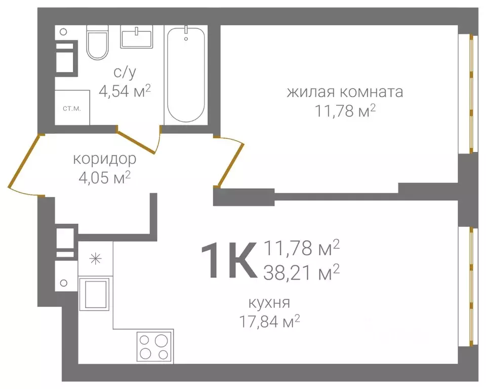 1-к кв. Нижегородская область, Нижний Новгород Казанское ш. (38.21 м) - Фото 1