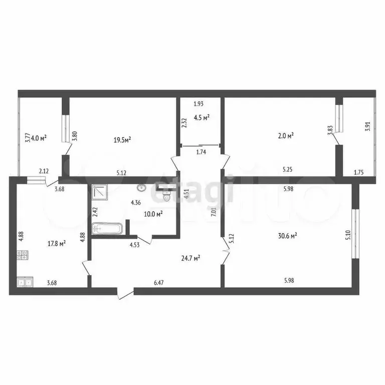 3-к. квартира, 127,1 м, 5/5 эт. - Фото 0