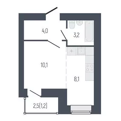 Квартира-студия: Берёзовский, ЖК Философия Идеалистов на Первомайском ... - Фото 1