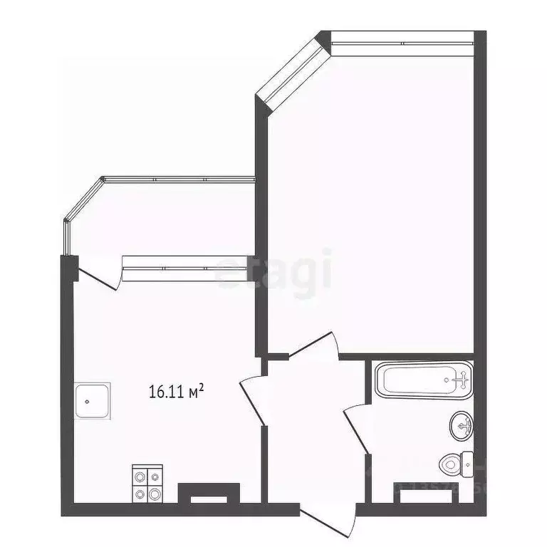 1-к кв. Краснодарский край, Анапа Владимирская ул., 154к3 (38.22 м) - Фото 2