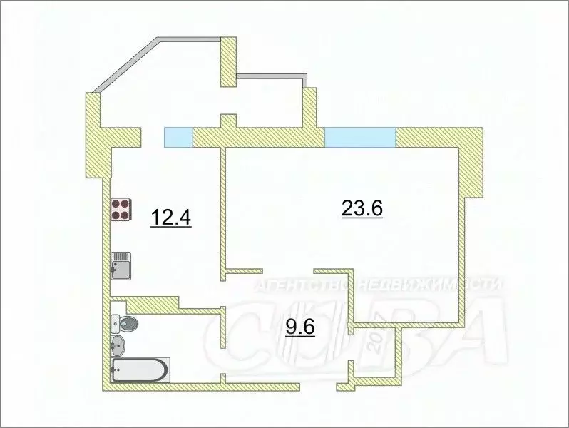 1-к кв. Тюменская область, Тюмень Киевская ул., 74а (53.0 м) - Фото 2