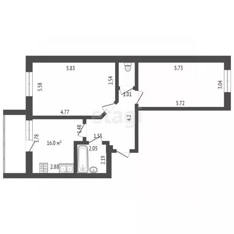 2-к кв. Мордовия, Саранск ул. Кирова, 31 (64.3 м) - Фото 1