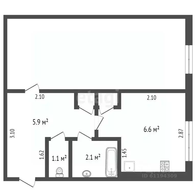 1-к кв. Мордовия, Рузаевка ул. Юрасова, 13Б (34.0 м) - Фото 1