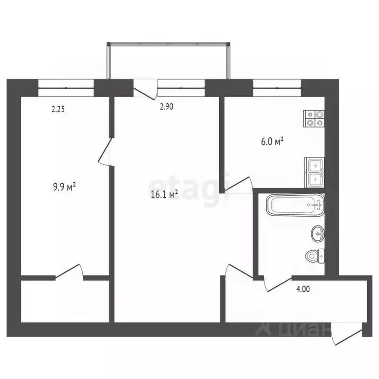 2-к кв. Вологодская область, Вологда ул. Мира, 37 (44.0 м) - Фото 1