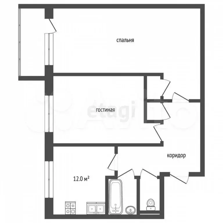 2-к. квартира, 50 м, 2/5 эт. - Фото 0