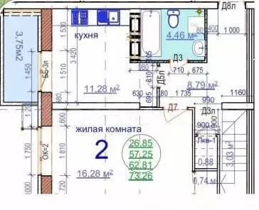 2-к. квартира, 73,3 м, 9/10 эт. - Фото 0