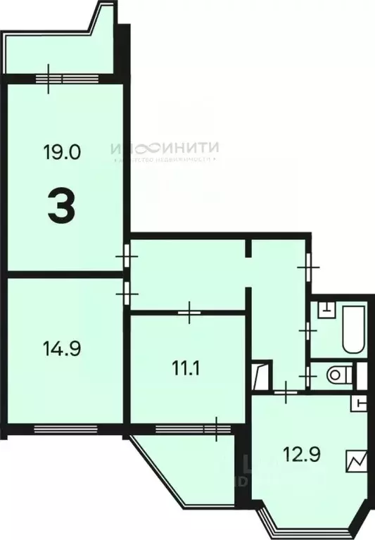 3-к кв. Москва Полярная ул., 22 (76.0 м) - Фото 2