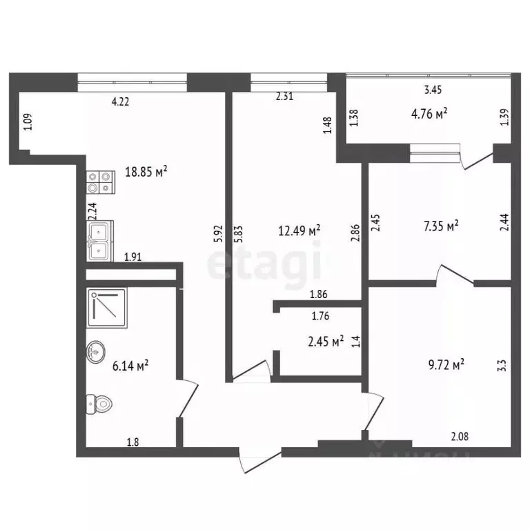 2-к кв. Крым, Симферопольский район, с. Мирное ул. Живописная (57.6 м) - Фото 2