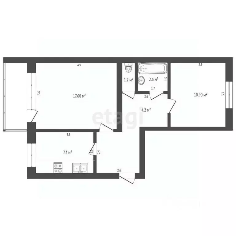 2-к кв. Тюменская область, Тюменский муниципальный округ, с. Каскара ... - Фото 2