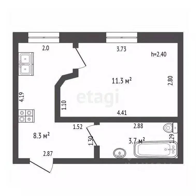 1-к кв. Ханты-Мансийский АО, Нягань Энергетиков мкр, 41 (24.0 м) - Фото 1