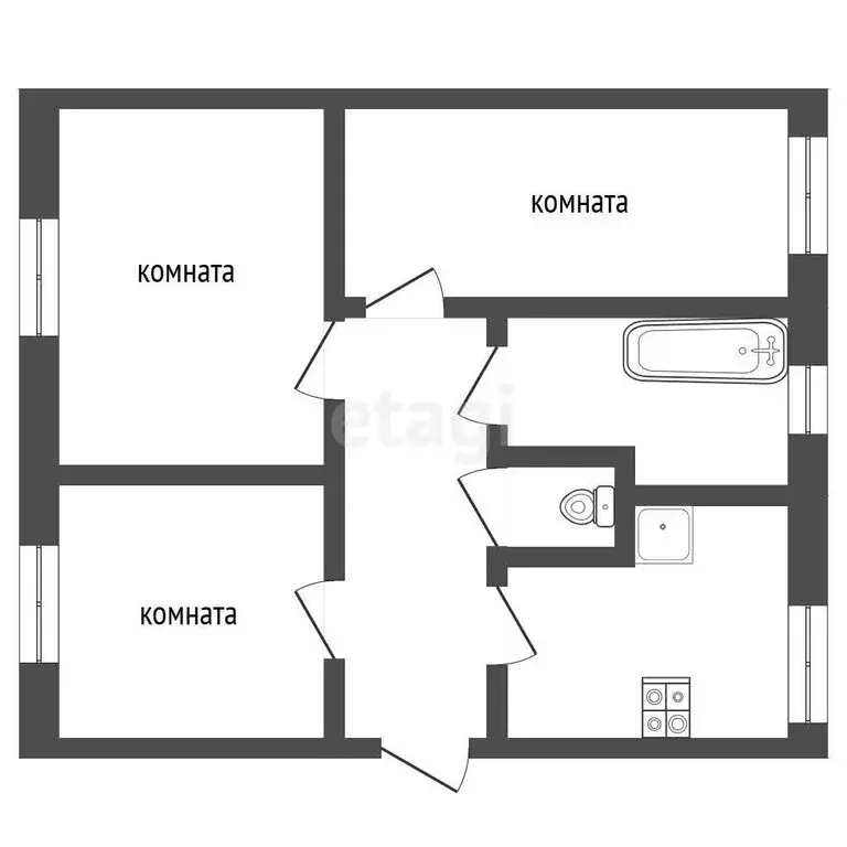 1к в 3-комнатной квартире (15.7 м) - Фото 1