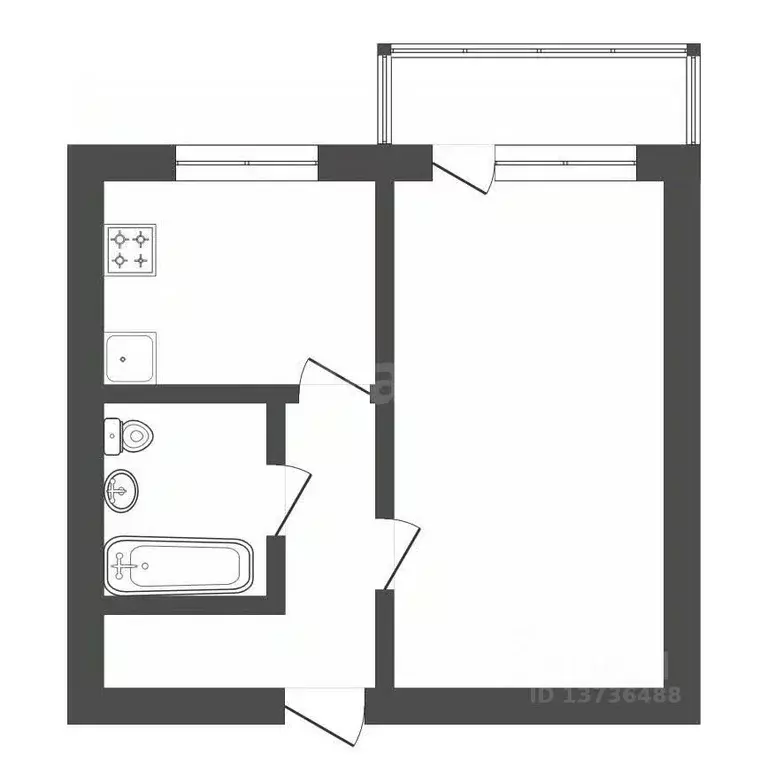 1-к кв. Амурская область, Благовещенск Свободная ул., 261 (35.3 м) - Фото 2