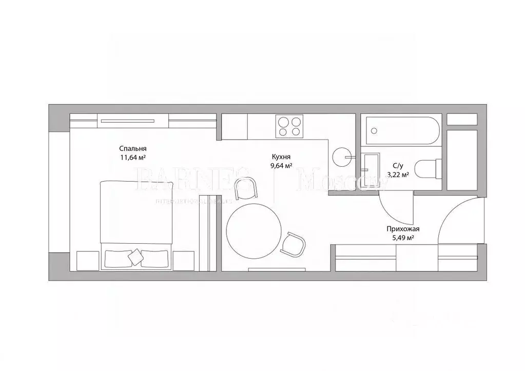1-к кв. Москва Шмитовский проезд, 39с4.2 (28.88 м) - Фото 2