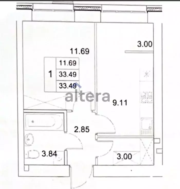 1-к кв. Татарстан, Казань ул. Азата Аббасова, 16 (33.49 м) - Фото 2
